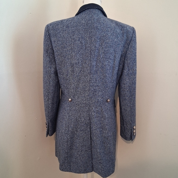 Escada Cashmere Women's Blue Herringbone Jacket Size Medium - Picture 4 of 9